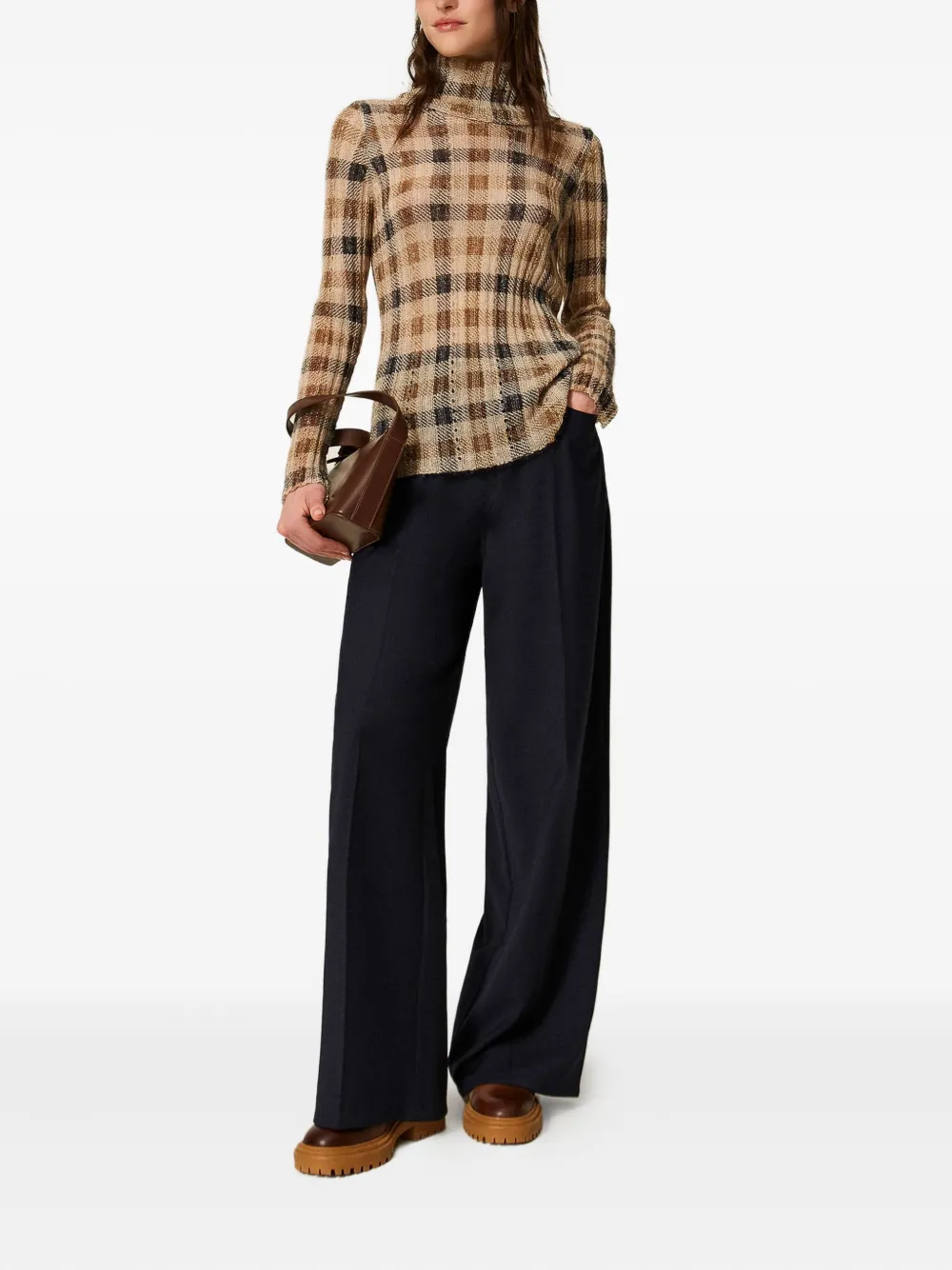 TWINSET Broek met wijde pijpen en trekkoord - Blauw