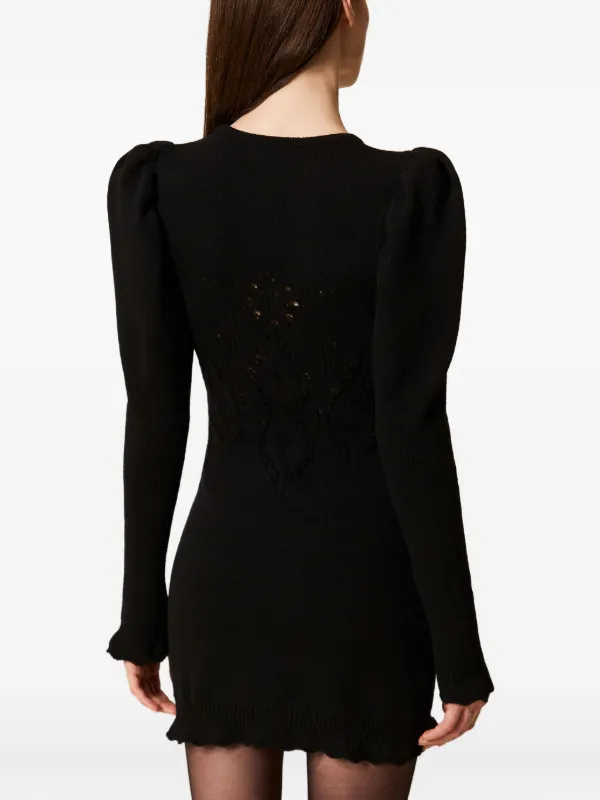Twinset Crochet-knit Mini Dress - Black Twinset Crochet-knit Mini Dress - Black