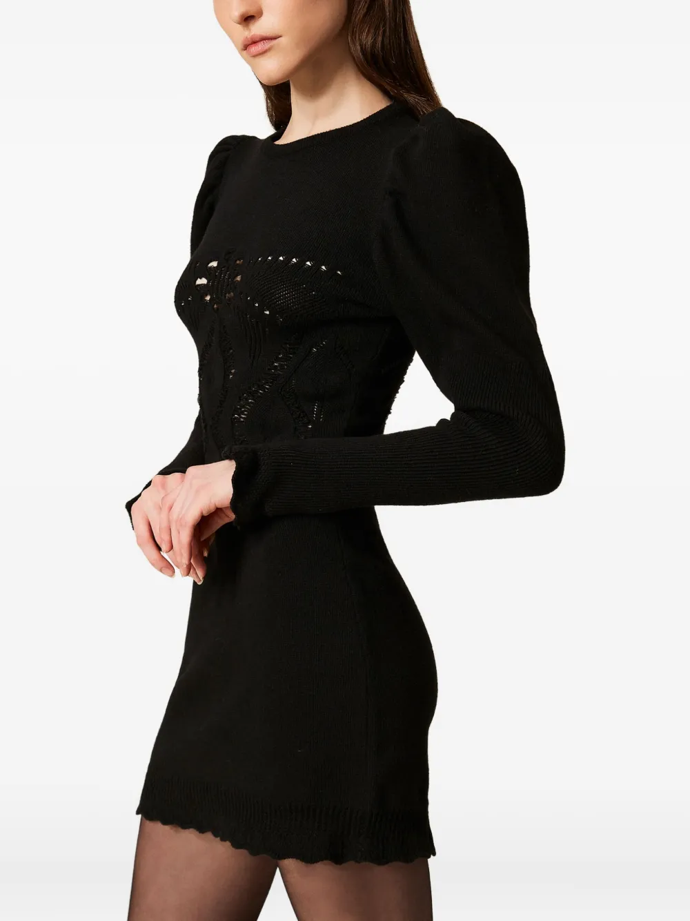 TWINSET Gehaakte mini-jurk Zwart