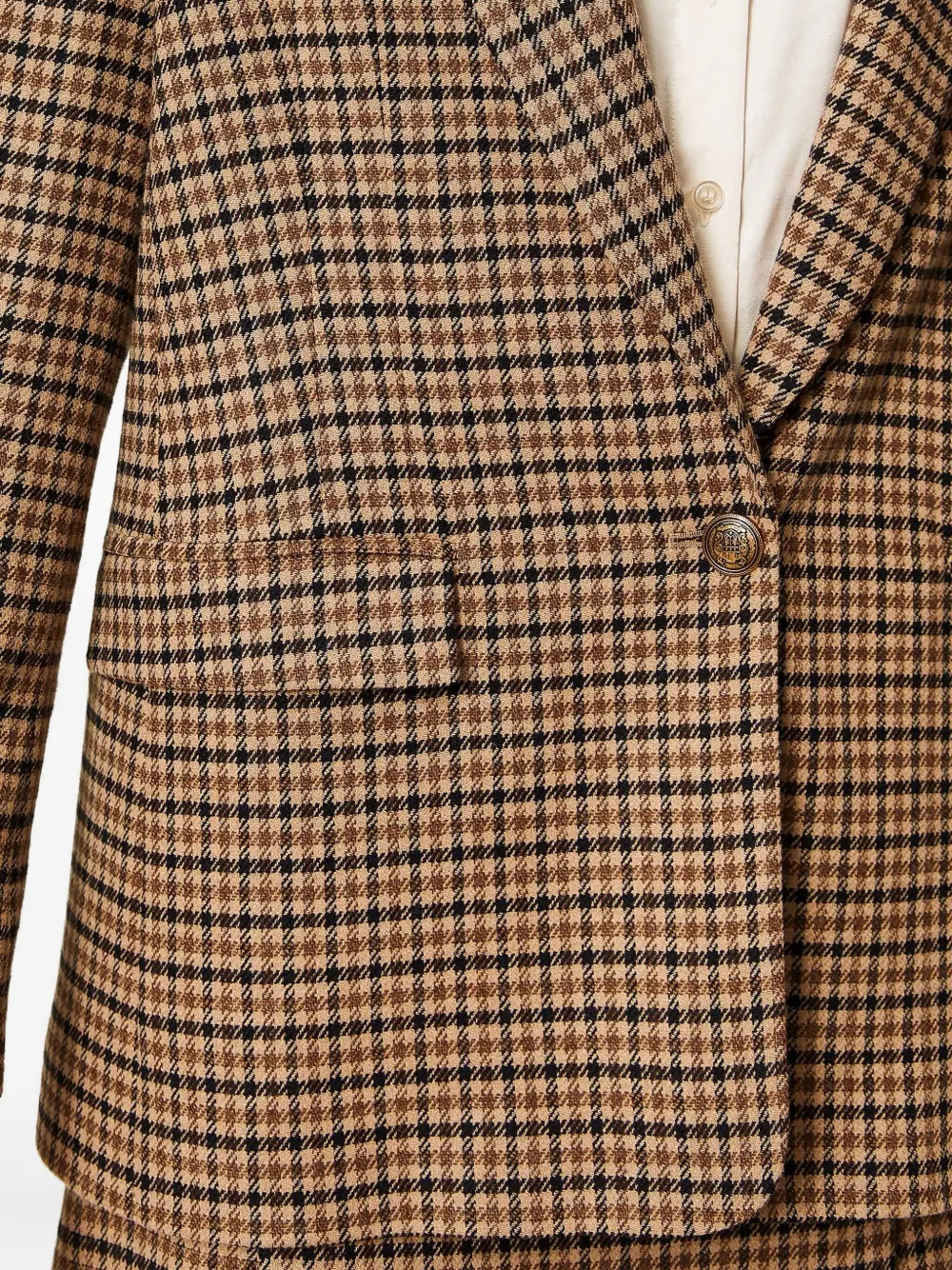 Twinset Checked-print Single-breasted Blazer In Brown