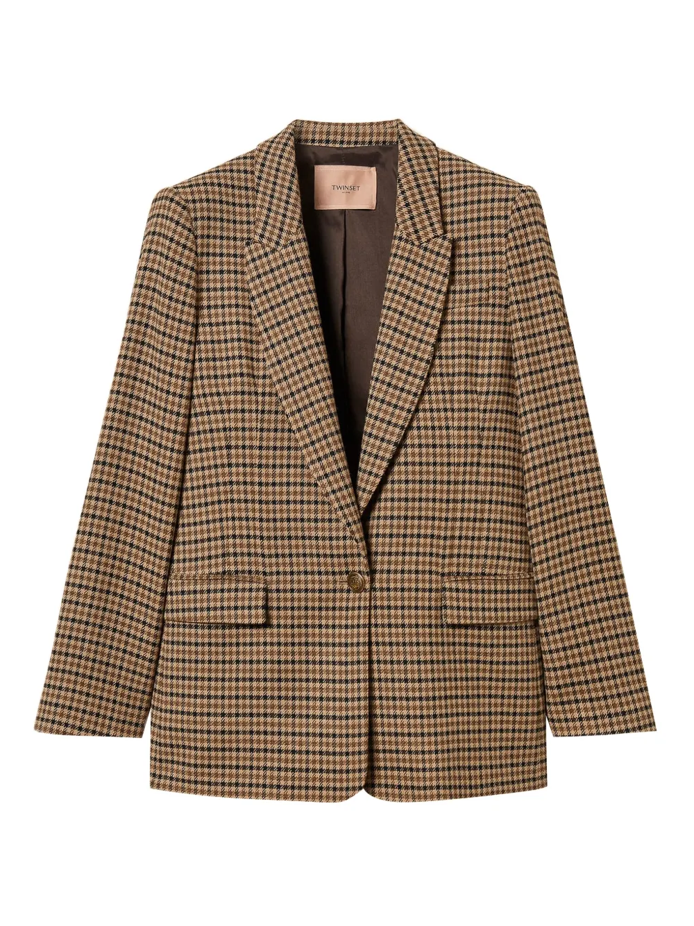 TWINSET checked-print single-breasted blazer | Brown | Image 1