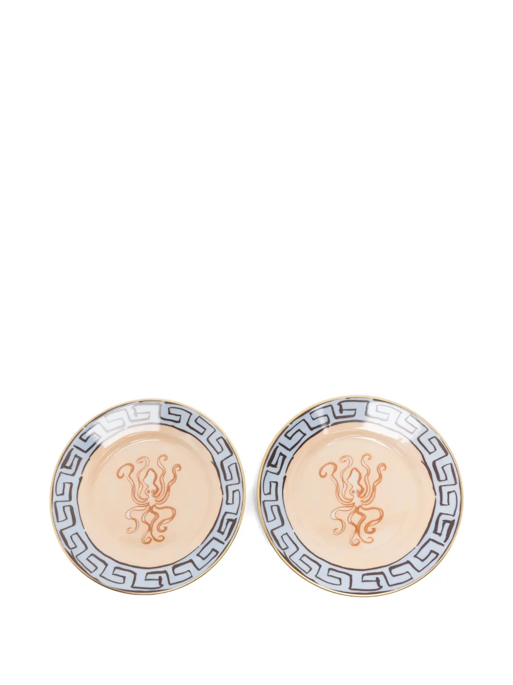 GINORI 1735 octopus-print greek-key plates (set of two) - ニュートラル GINORI 1735 octopus-print greek-key plates (set of two) - ニュートラル