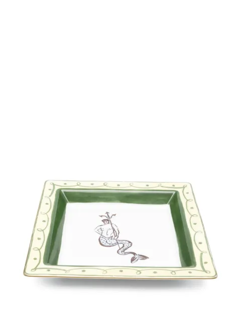 GINORI 1735 mermaid-border porcelain tray (L 25cm x D 25cm)