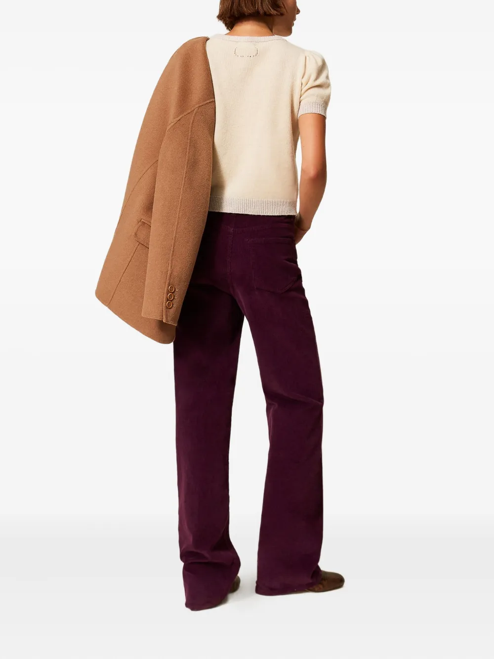 Twinset Five-pocket Corduroy Trousers In Purple