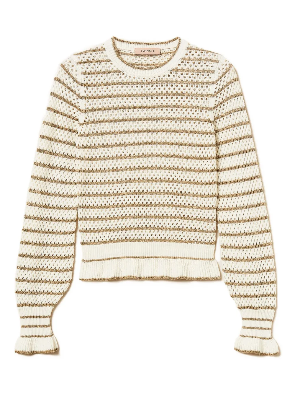 TWINSET lurex-striped fishnet jumper | White | Image 1