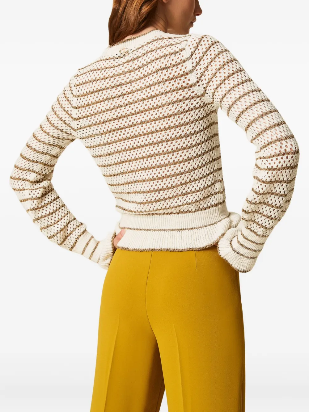 TWINSET Lurex gestreepte trui Wit