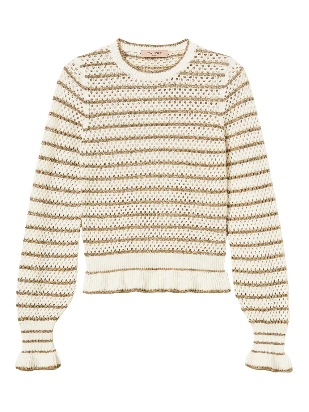 TWINSET lurex-striped fishnet jumper | White | Image 1