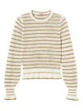 TWINSET lurex-striped fishnet jumper - White