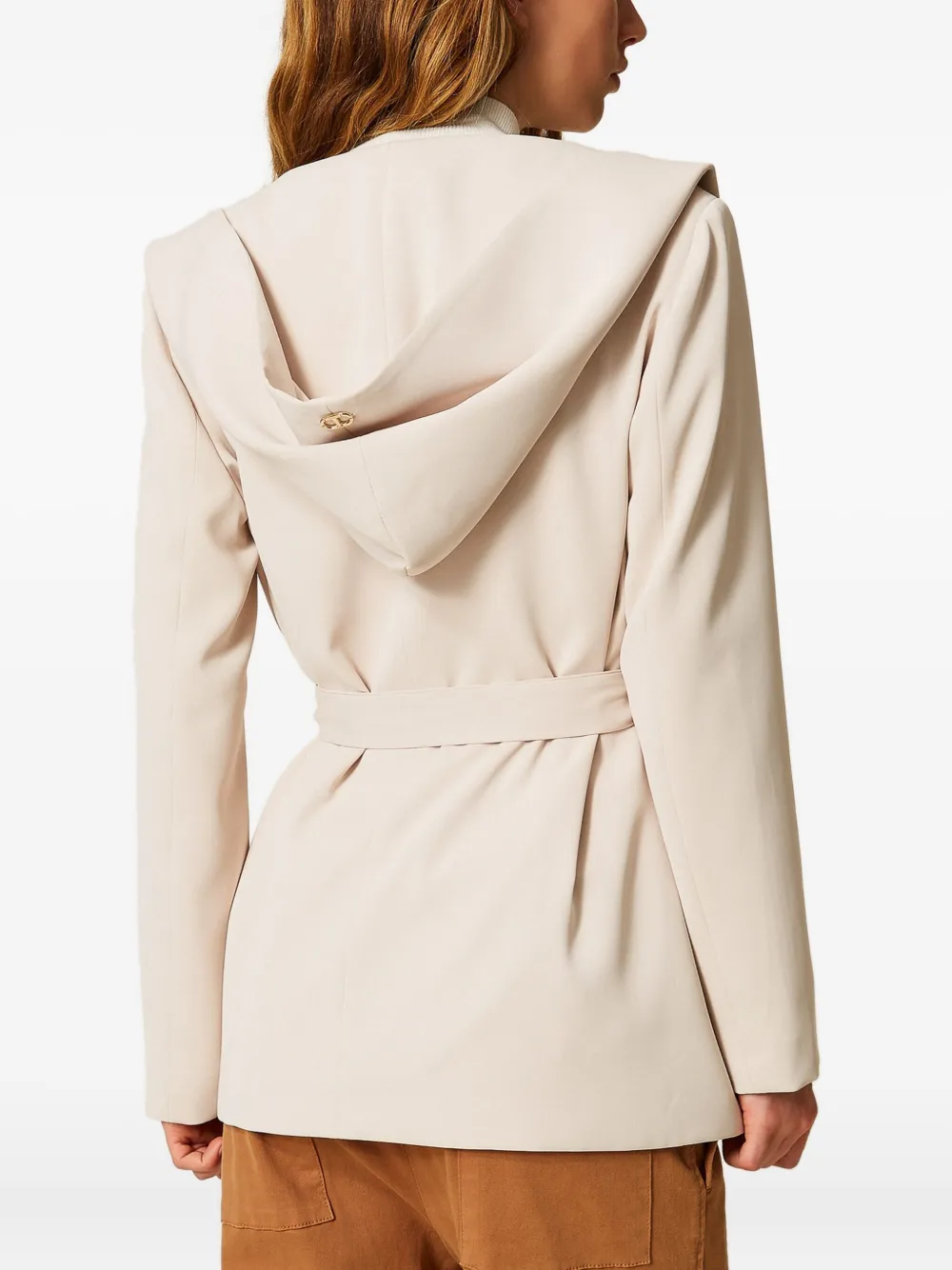 TWINSET Blazer met capuchon en ceintuur Wit