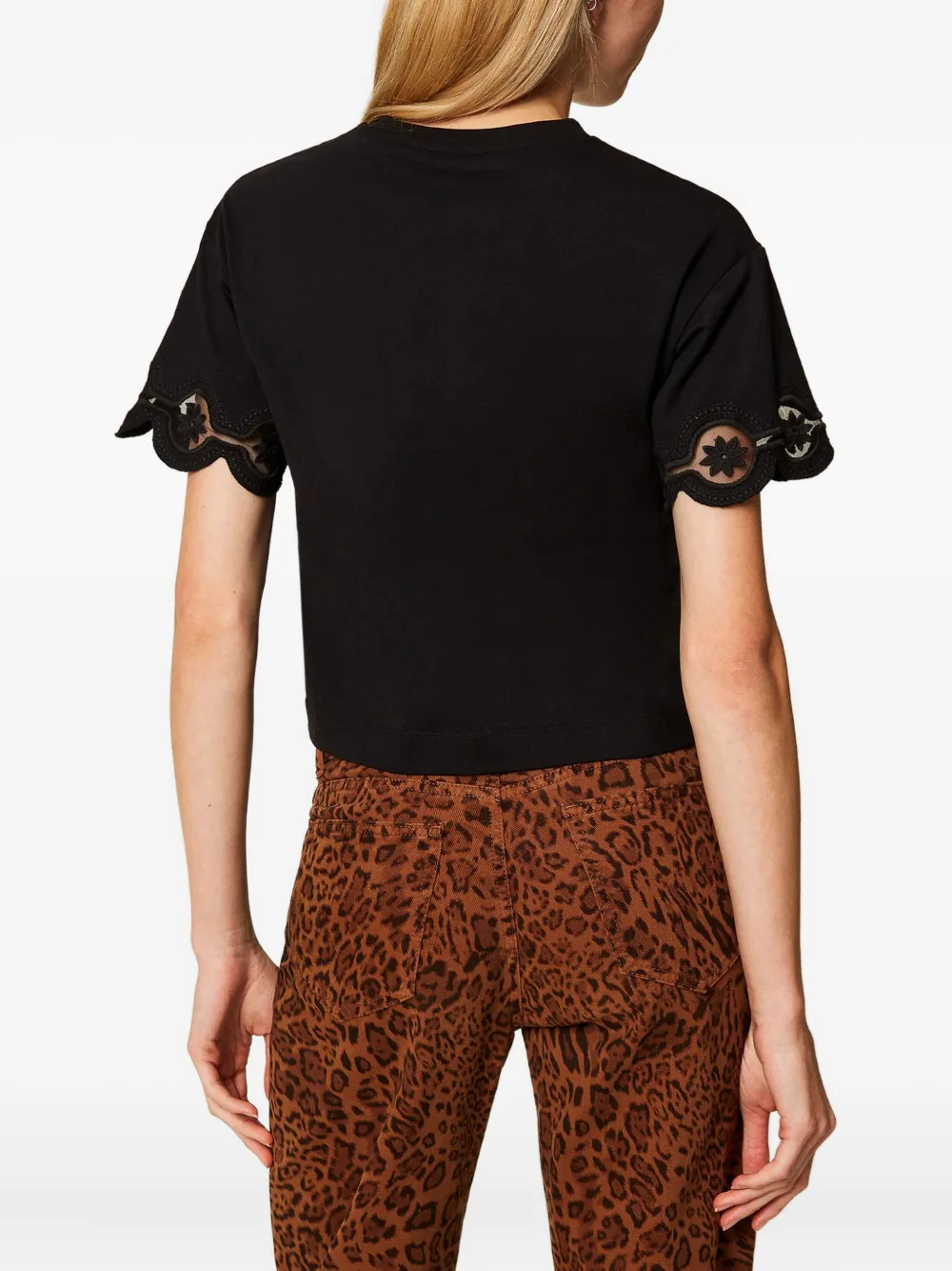 TWINSET T-shirt met gewelfd kant Blauw
