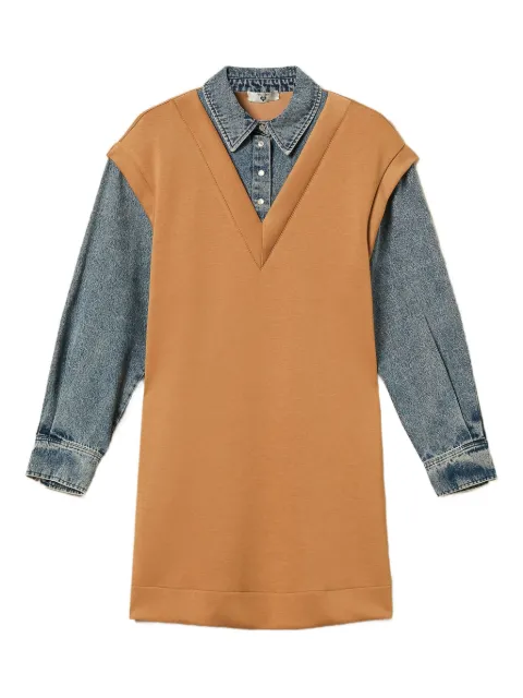 TWINSET denim-sleeved mini dress