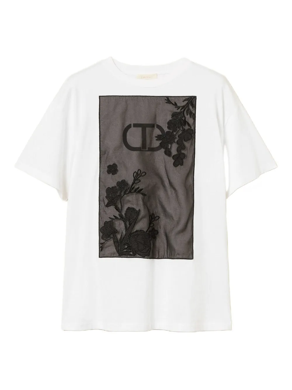 TWINSET T-shirt met geborduurde bloemen Wit