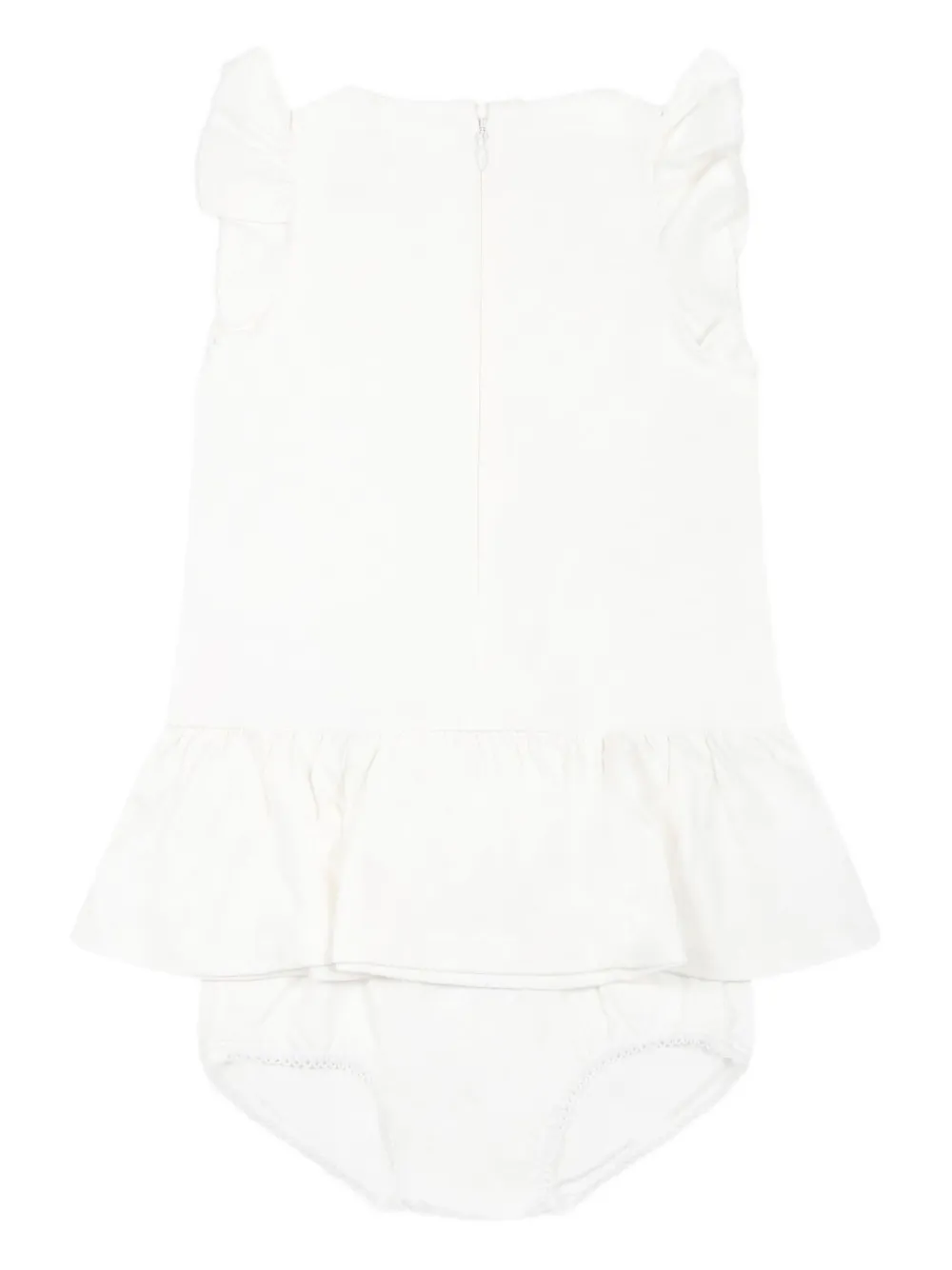 Chloé Kids ruffled embroidered dress - Wit