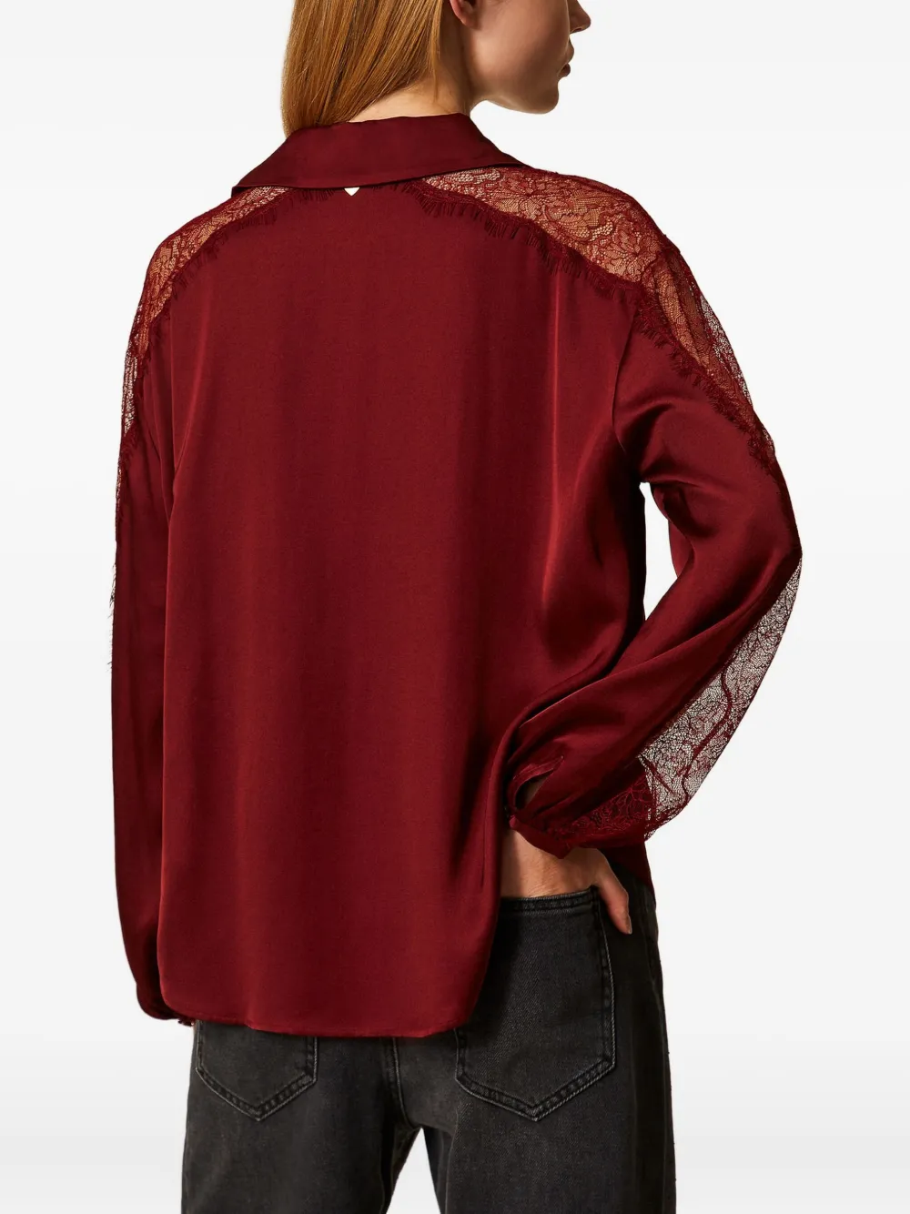 Twinset Lace-detail Shirt In Brown