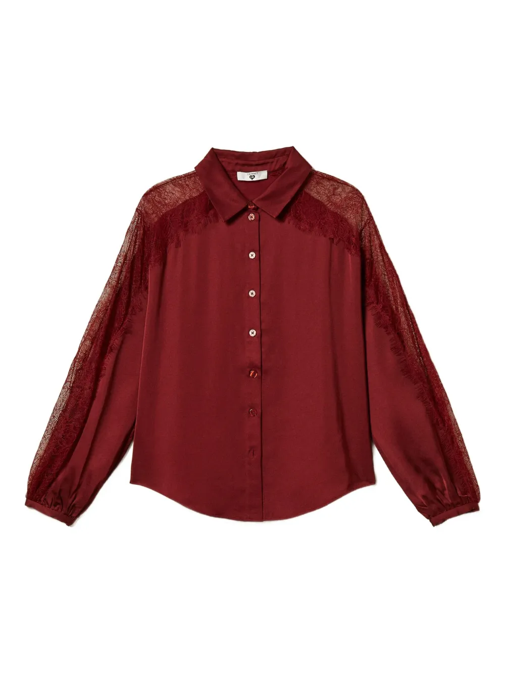 Twinset Lace-detail Shirt In Brown