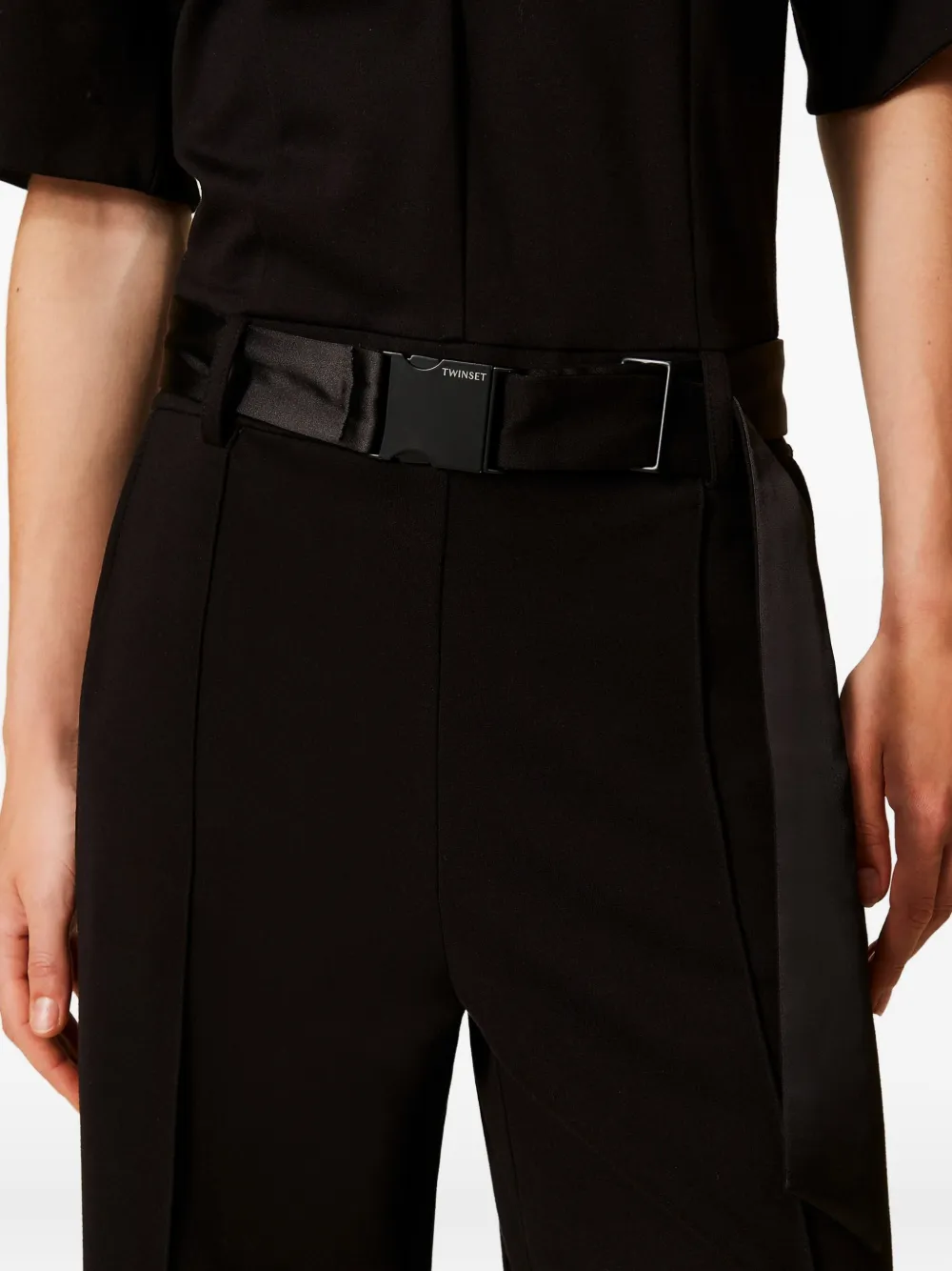 TWINSET Jumpsuit met gespsluiting en V-hals Zwart