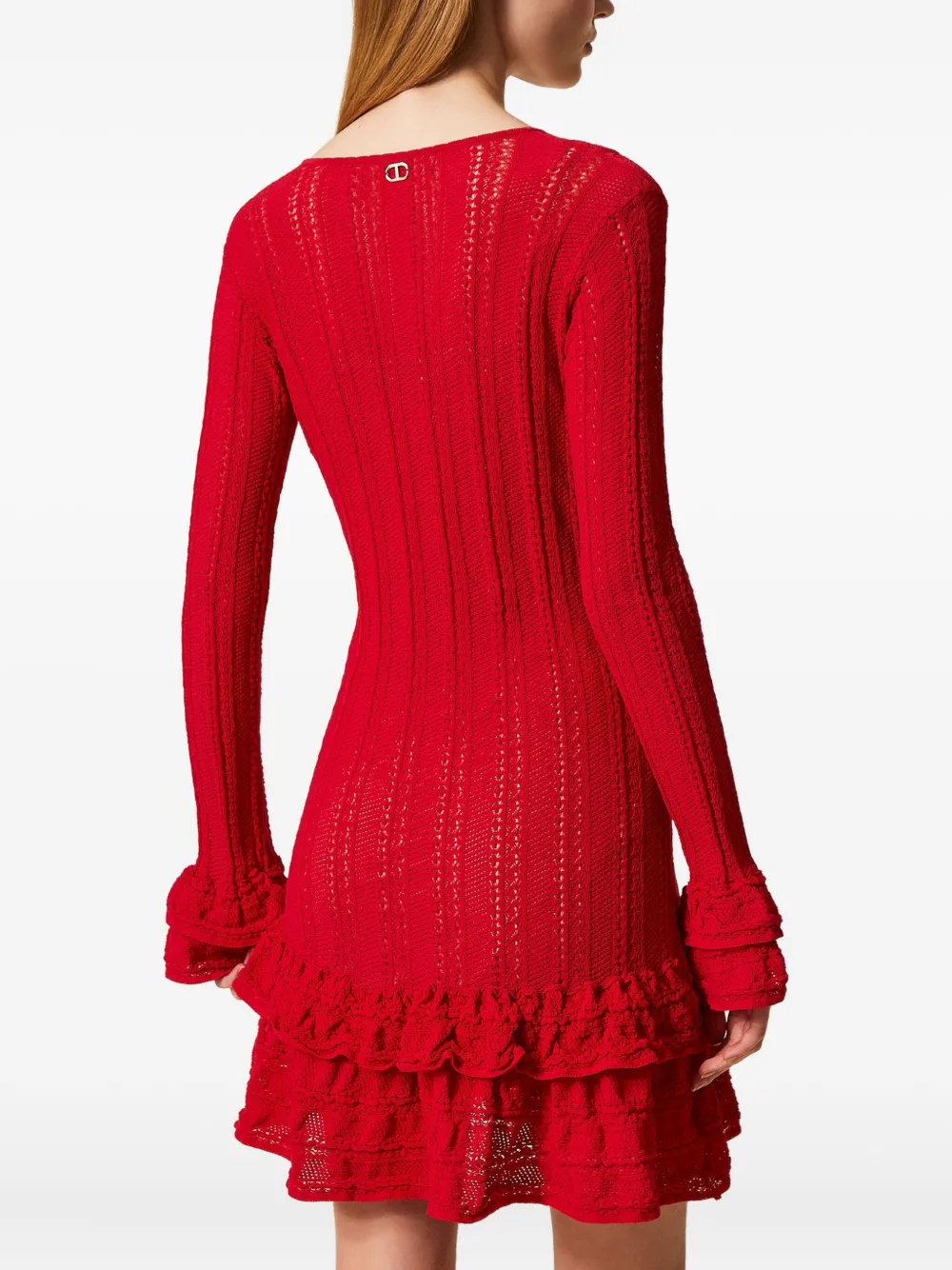 TWINSET Gebreide mini-jurk met ruches Rood