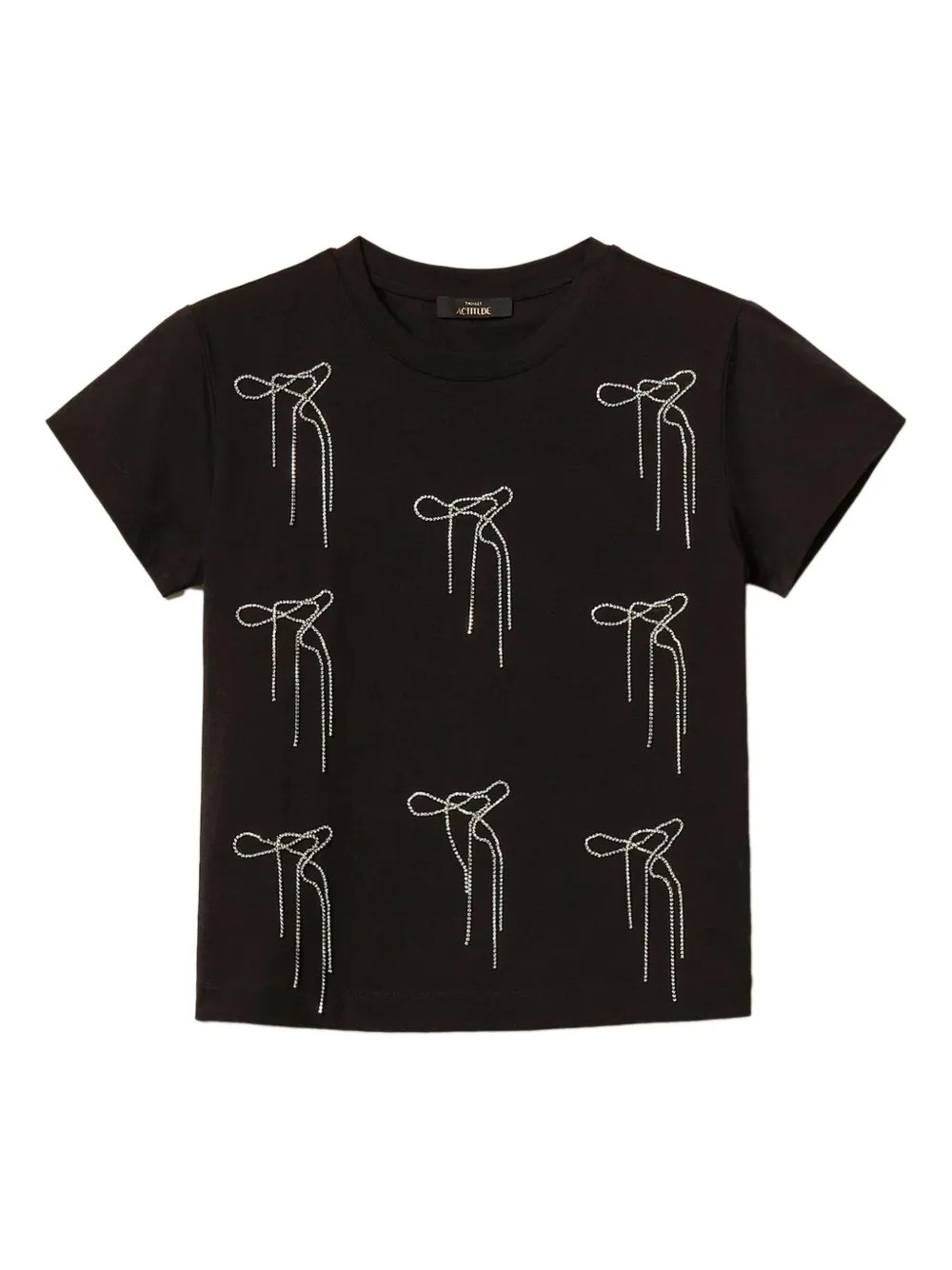 TWINSET bow embroidered T-shirt - Nero