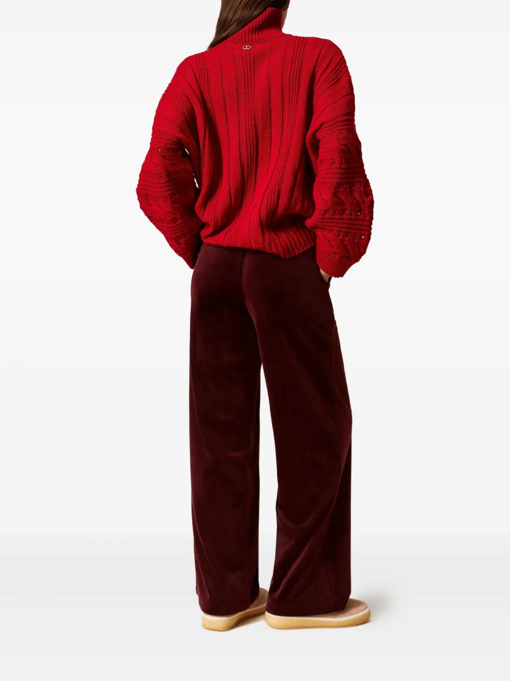 TWINSET Chenille broek Rood
