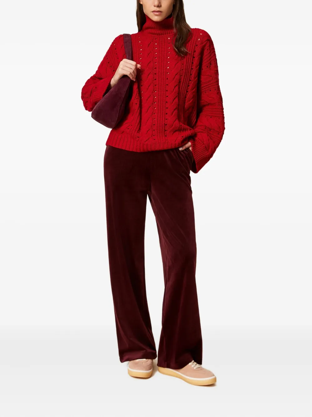 TWINSET Chenille broek - Rood