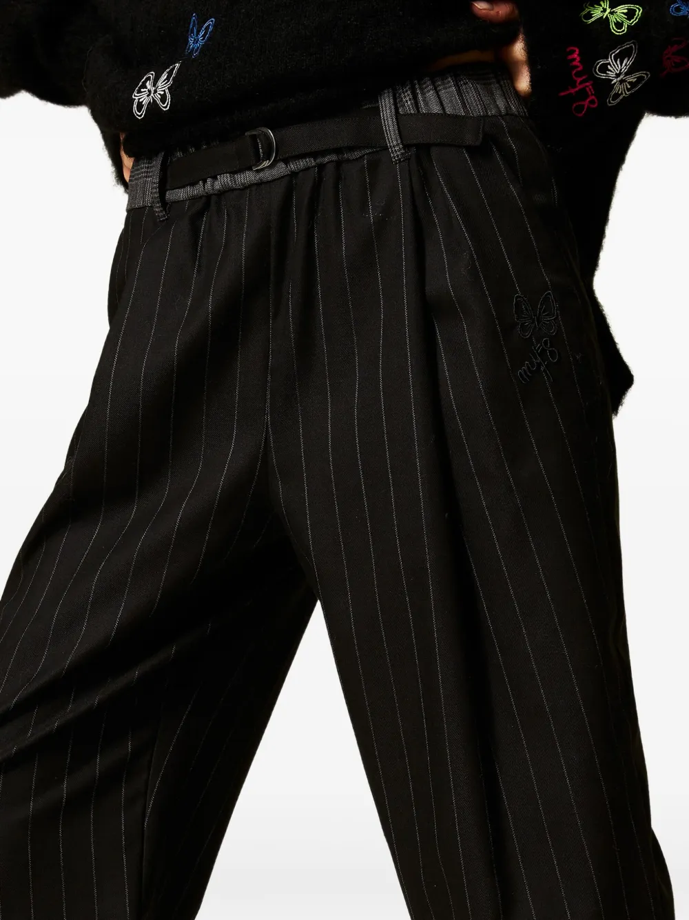Twinset Pinstripe Cuff-strap Trousers In Black