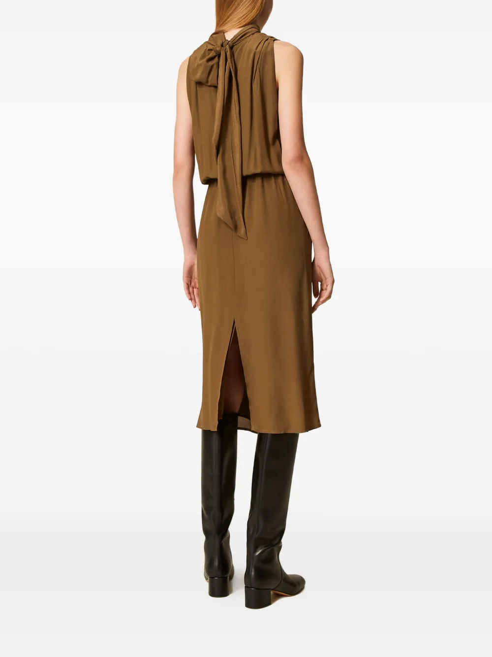 Twinset Sleeveless Midi Dress In Brown