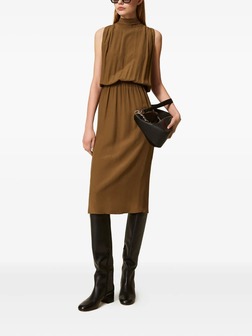 TWINSET Mouwloze midi-jurk - Bruin