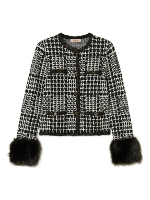 TWINSET checked faux fur-trim jacket