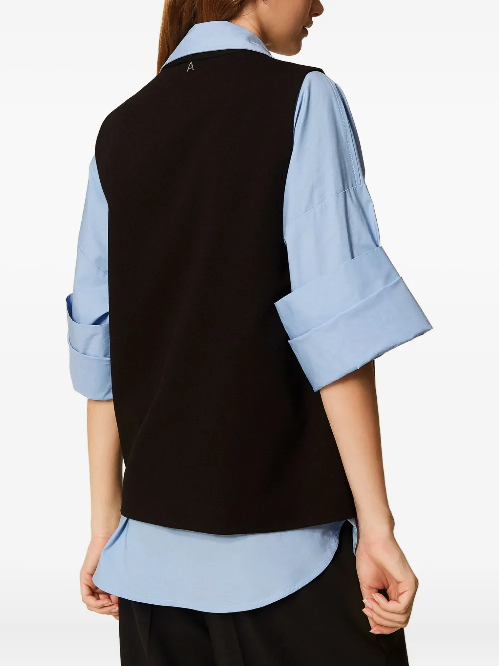 TWINSET Gilet met paspelzak en knopen Zwart