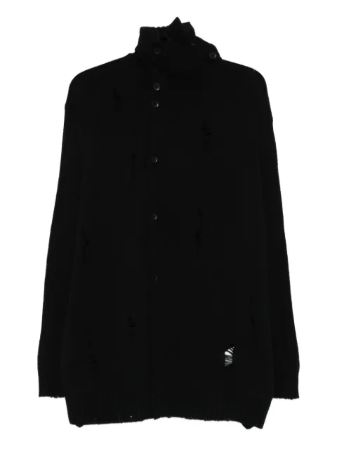 Yohji Yamamoto distressed-effect wool cardigan