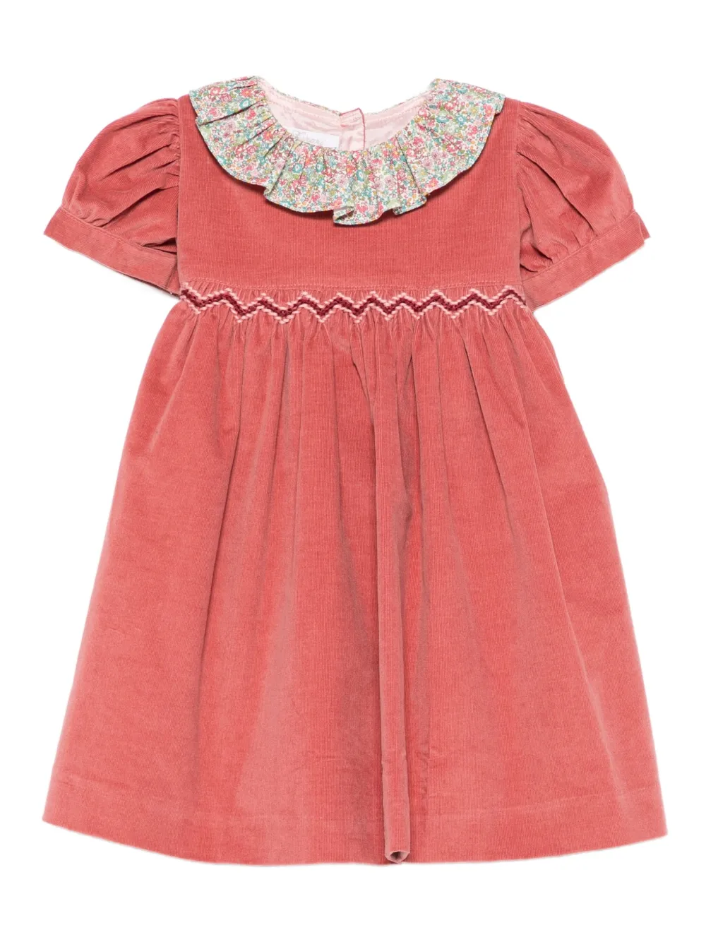 Mariella Ferrari Ribfluwelen jurk met bloe kraag Rood