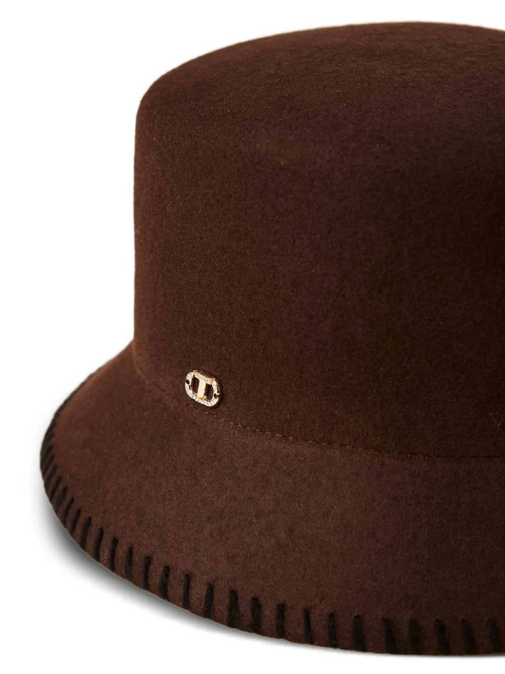 Twinset Stitched-brim Bucket Hat In Brown