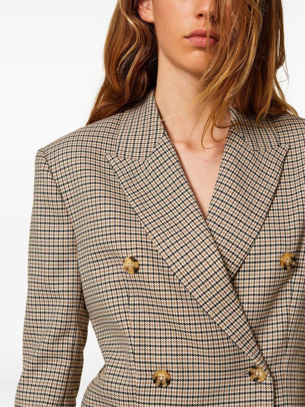 TWINSET Blazer met pied-de-poule print Bruin