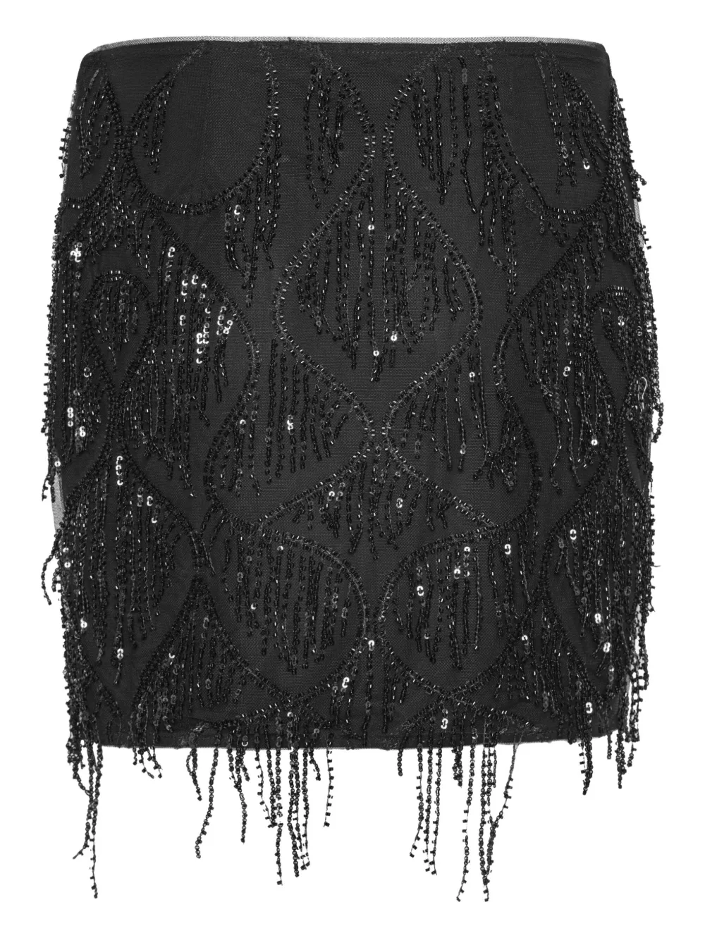 Rotate Birger Christensen Mini Skirt With Fringe And Sequins In Animal Print