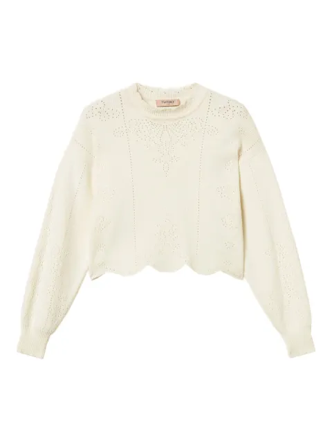 TWINSET suéter corto con dobladillo festoneado