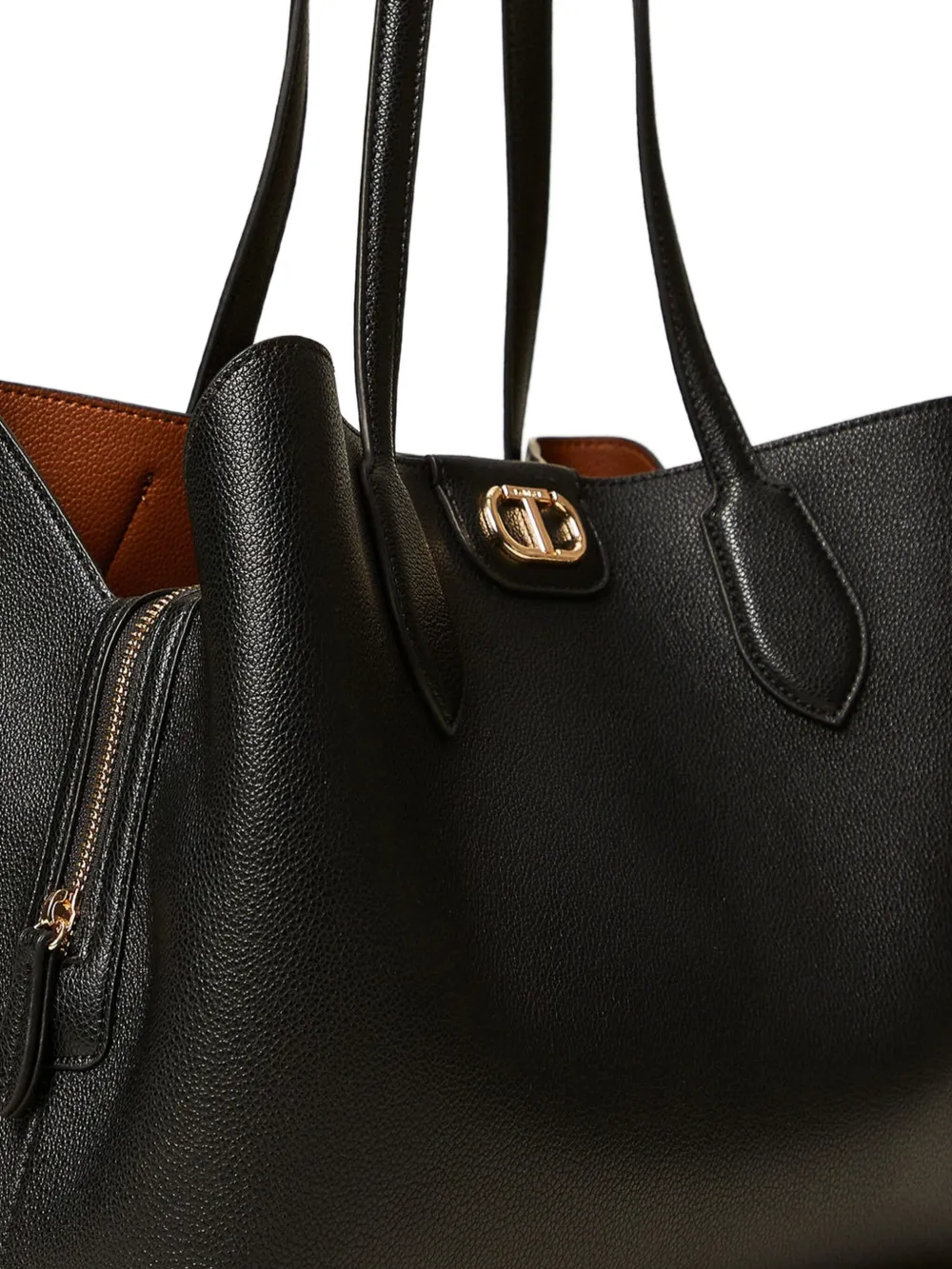 TWINSET Shopper met dubbel handvat en ritssluiting Zwart