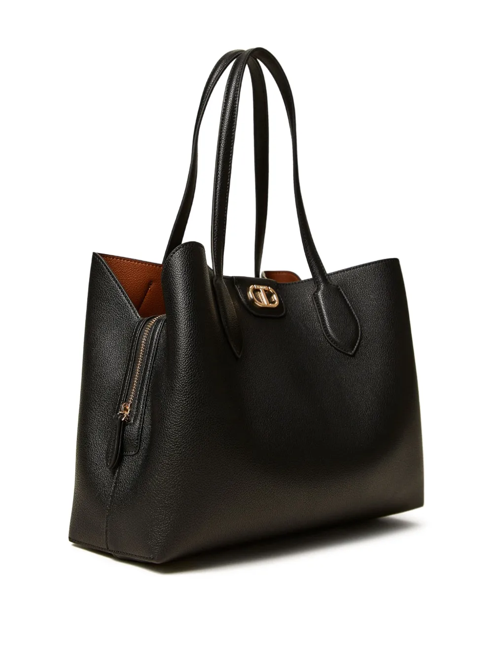 TWINSET Shopper met dubbel handvat en ritssluiting - Zwart
