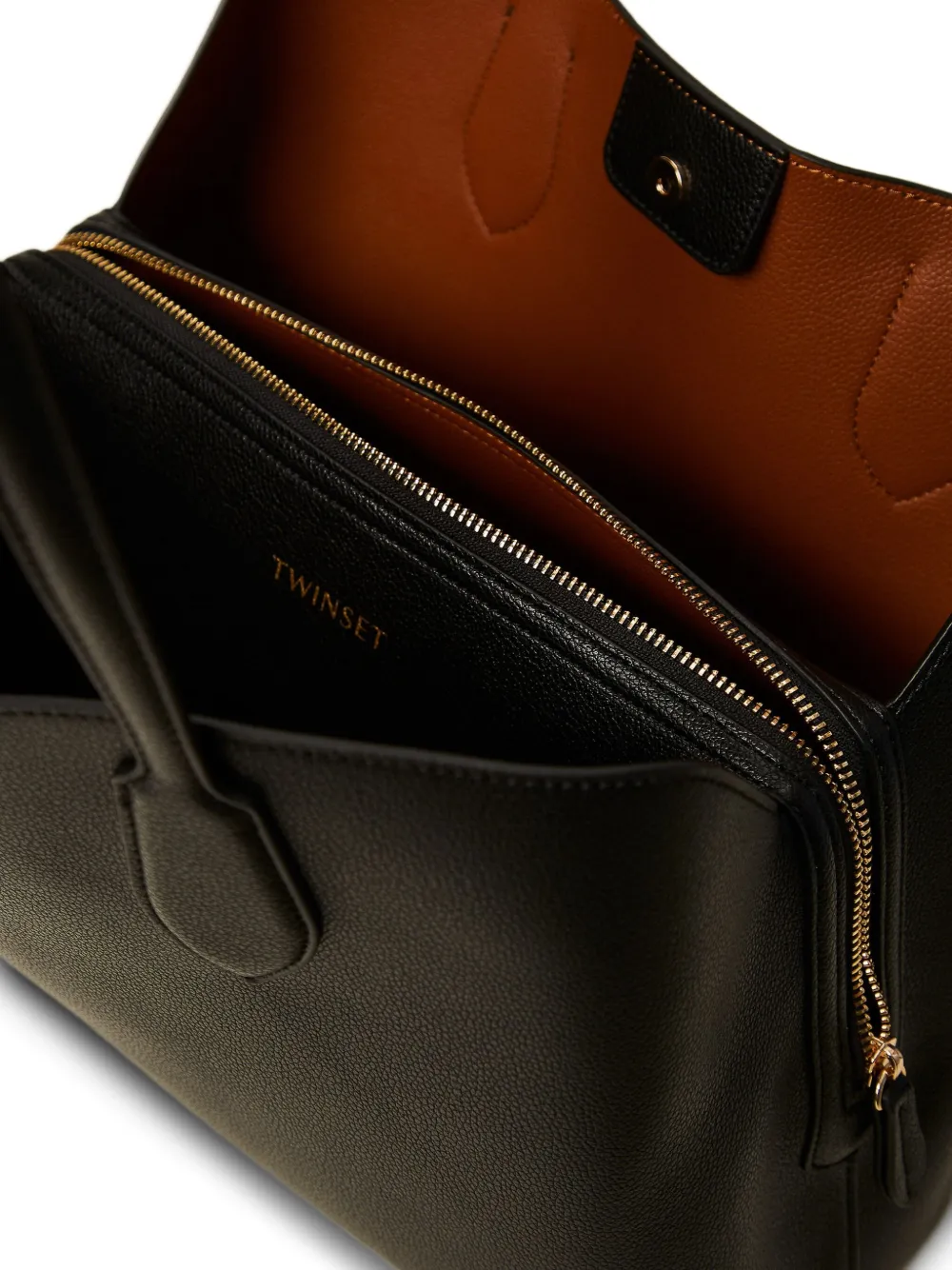 TWINSET Shopper met dubbel handvat en ritssluiting Zwart