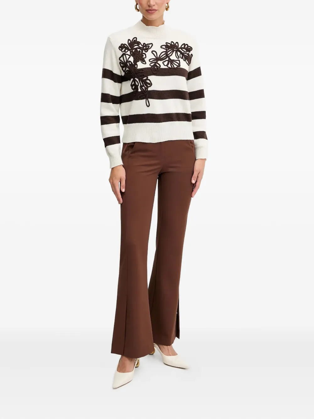 Ermanno Scervino striped-pattern floral-applequé sweater | Knitted Sweaters | Image 2