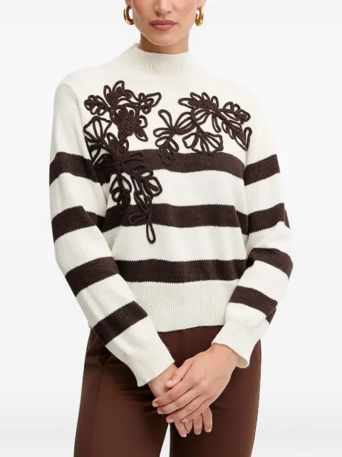 ERMANNO FIRENZE  striped-pattern floral-applequé sweater