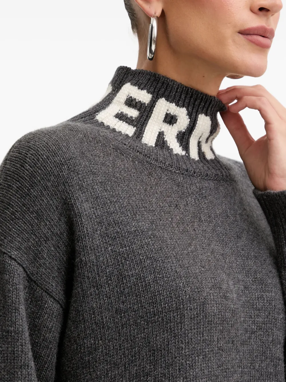 Ermanno Scervino Turtleneck Knitted Mini Dress In Gray