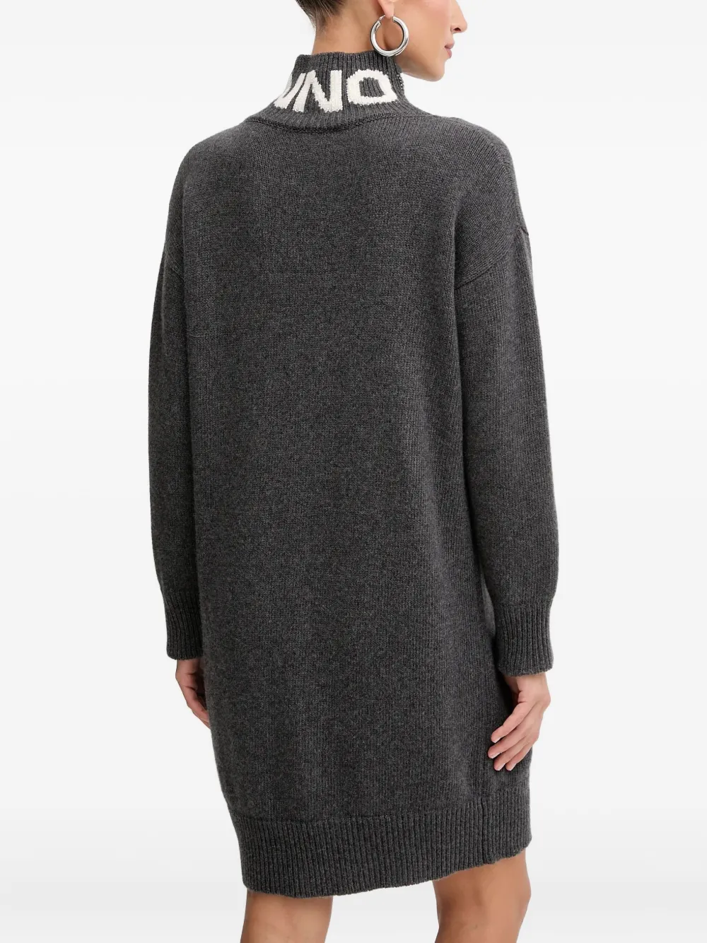 Ermanno Scervino Turtleneck Knitted Mini Dress In Gray