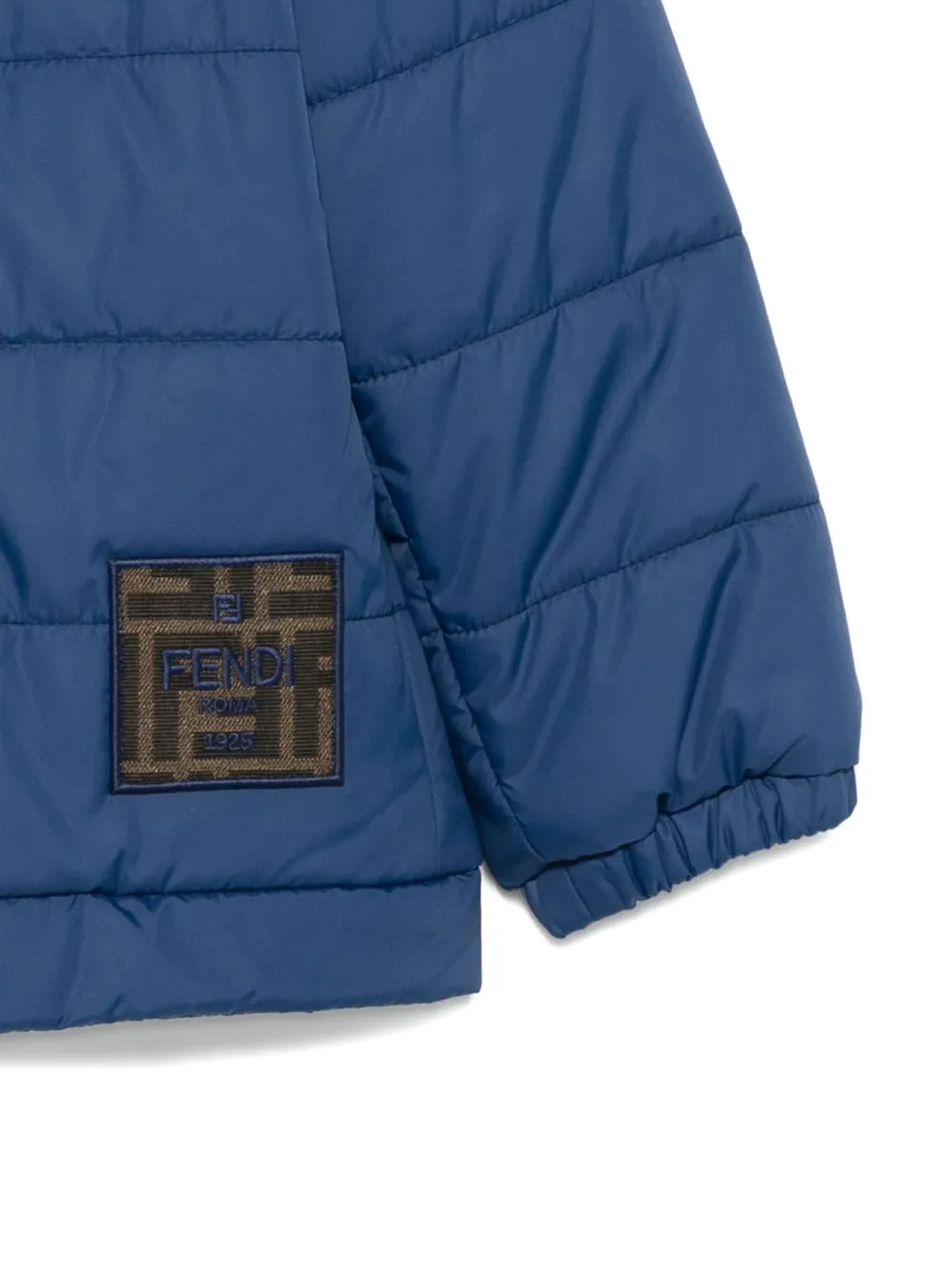 Fendi Kids Gewatteerd jack met logoplakkaat Blauw