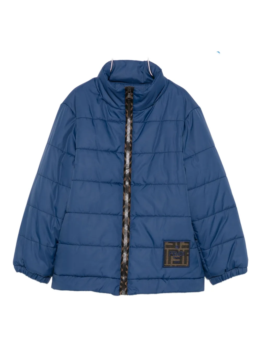 Fendi Kids quilted logo-plaque jacket - Blu