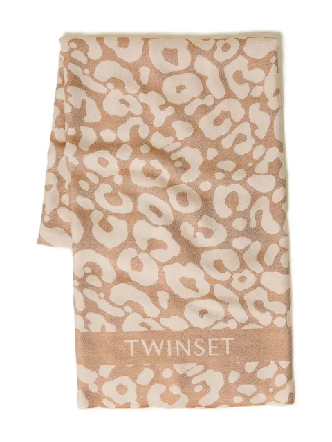 TWINSET écharpe frangée à imprimé léopard