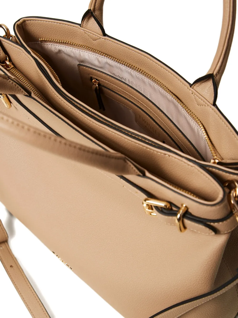 TWINSET Shopper met gespsluiting en handvat Beige