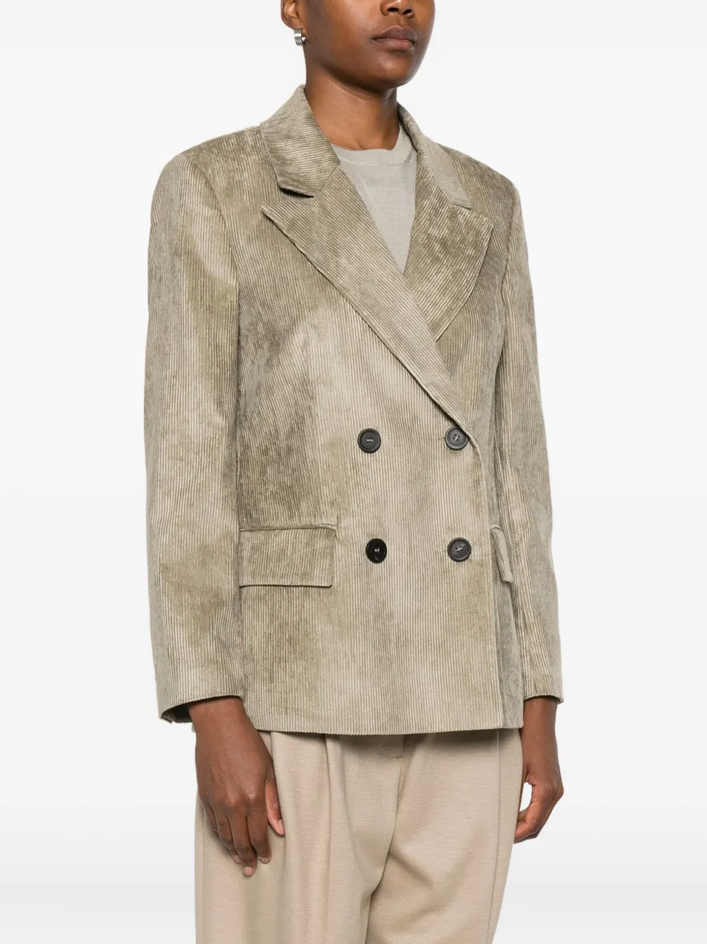 Peserico Corduroy Double-breasted Blazer In Neutral