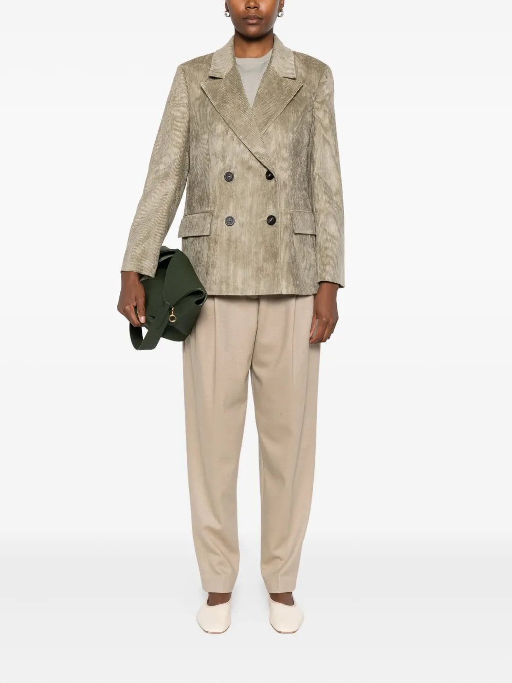 Peserico Corduroy Double-breasted Blazer In Neutral