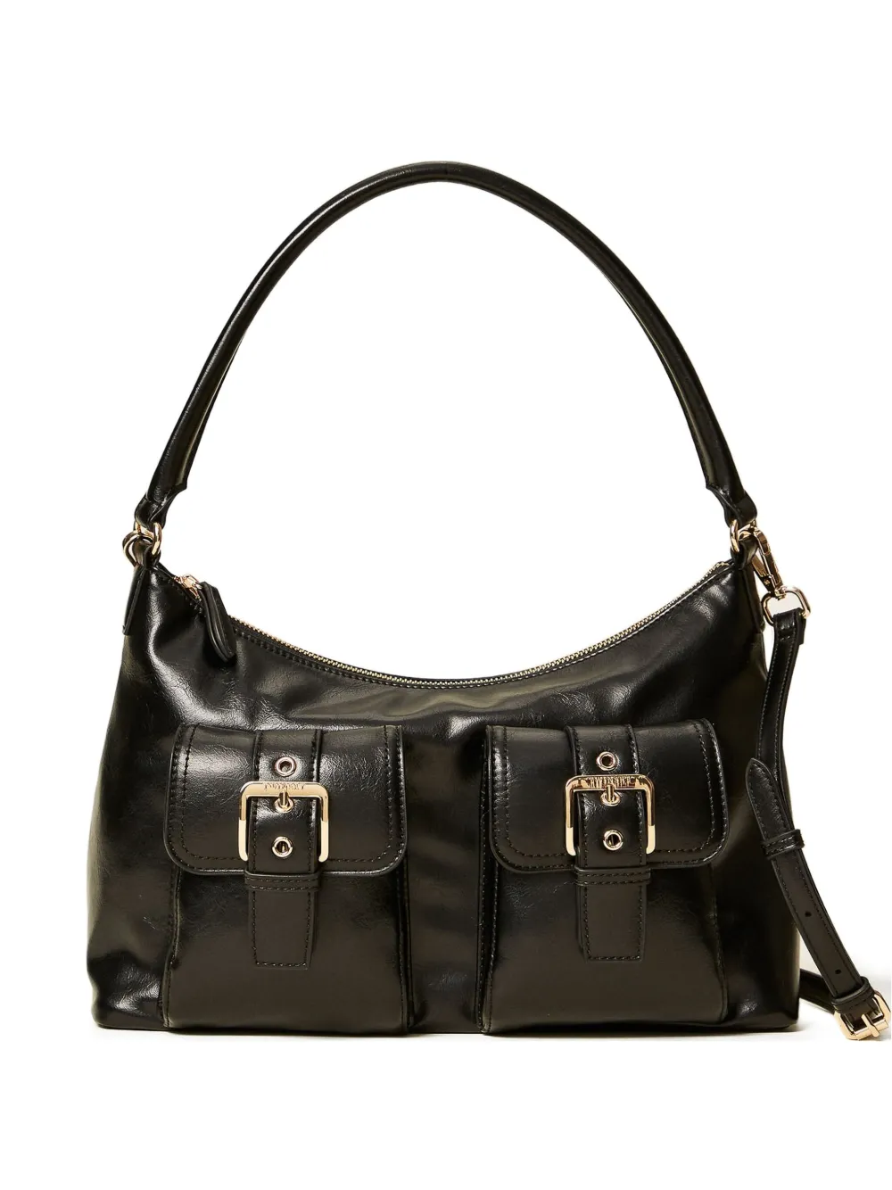 TWINSET pocket-embellished buckle-detail shoulder bag | Black | Image 1