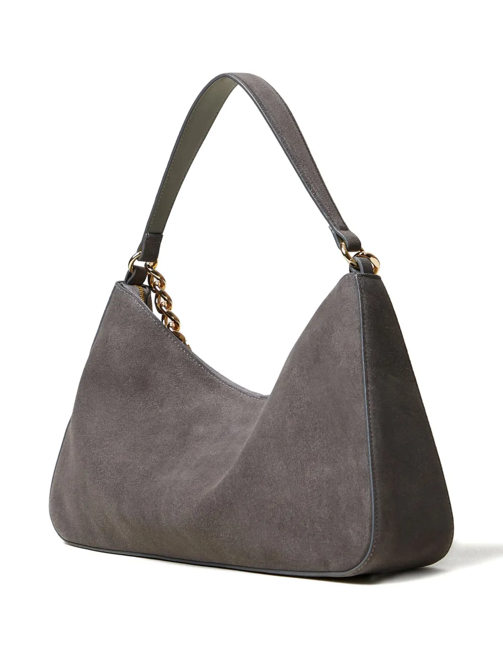 Twinset Chain-embellished Suede Shoulder Bag In Brown